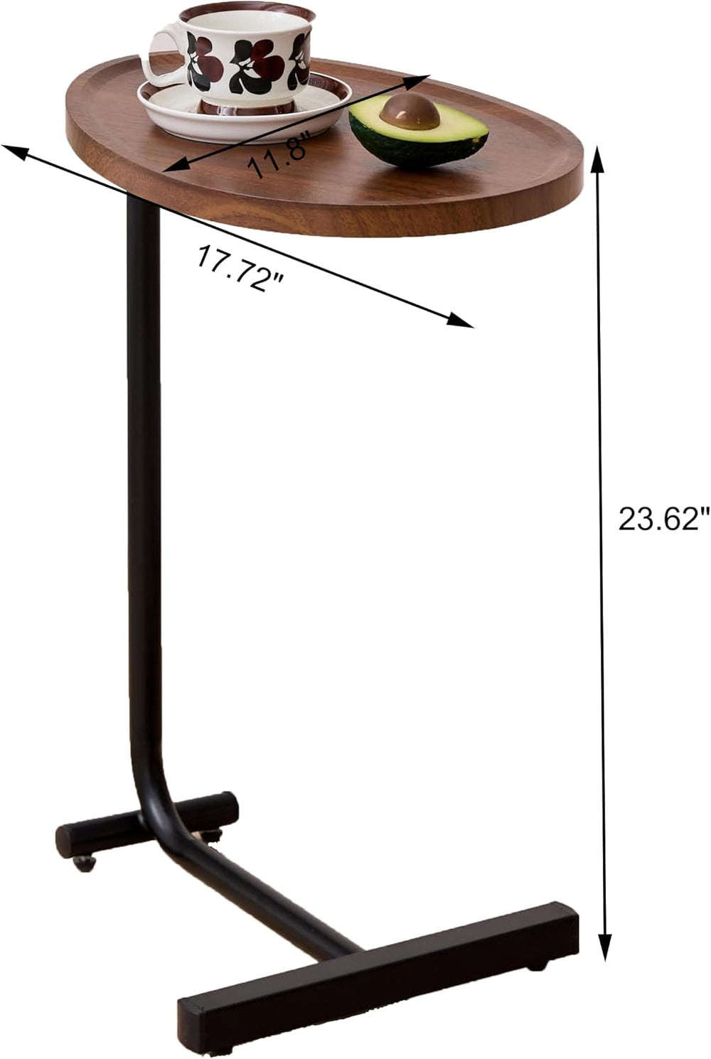 C-Shaped End Table, 2PCS 23.62" H TV Tray Small Side Table for Sofa Couc...