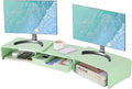 Dual Monitor Stand Riser with Drawer, Desk Organizer and Accessories, Metal Laptop Stand for Desk, Workspace Desktop Stand for Computer, Laptop, TV and More (Mint Green)
