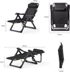 Black Gravity Chair Folding Reclining Lounge with Removable Cushion and Pillow, Sturdy & Comfortable,