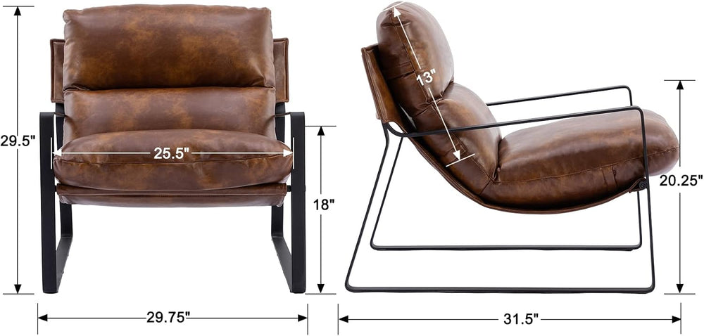 DUOMAY Modern Brown PU Leather Accent Armchair