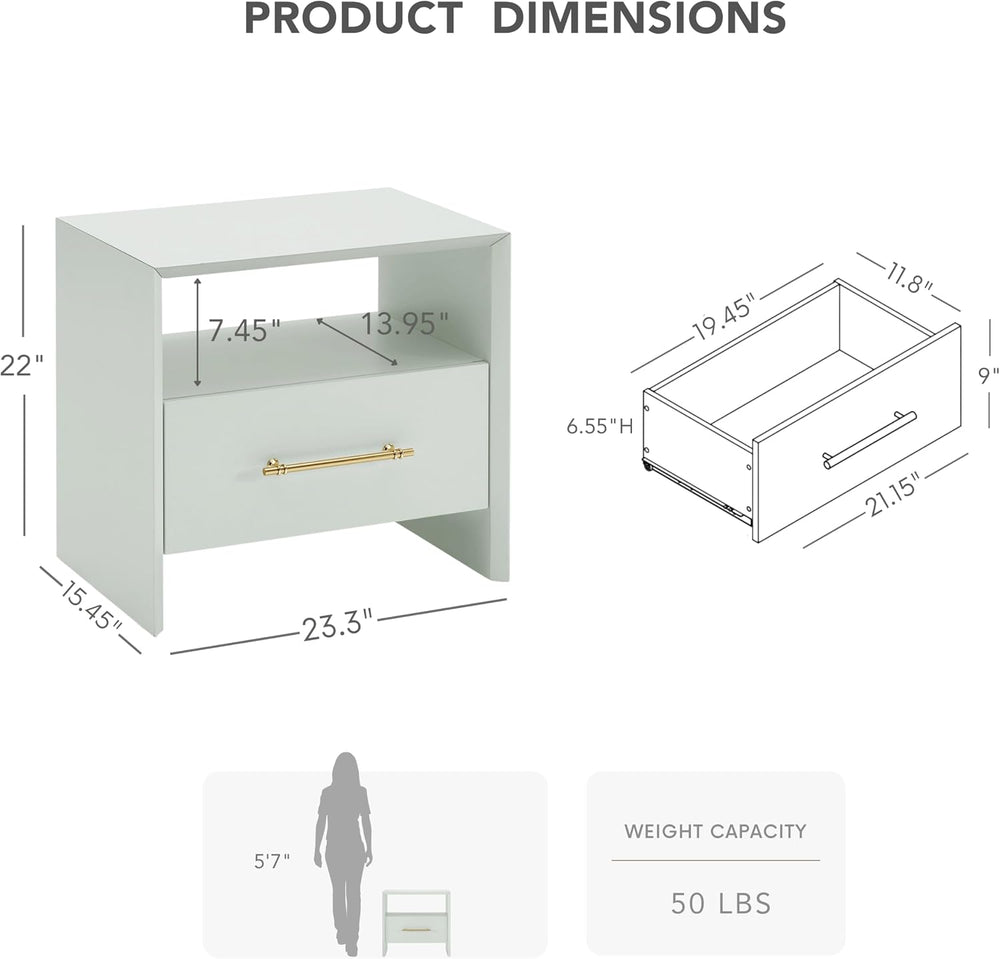 HOMES: Inside + Out Elle Modern 23-inch Rectangular End Table with Drawer and...