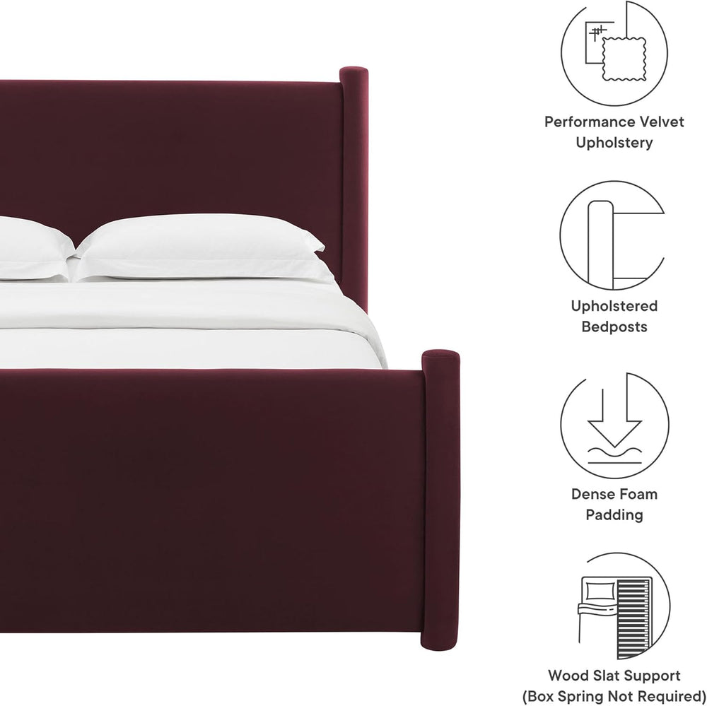 Modway Rael Queen Platform Bed Frame with Upholstered Headboard and Footboard...