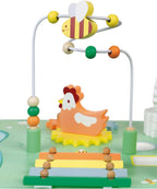 Janod - Wooden Pretty Meadow Activity Table 21.1" - for Ages 12 Months+ - Engaging Farm-Themed Play - Enhances Dexterity and Coordination - Crafted with Care | Enhances Dexterity and Coordination - Educational Motor Skills Toy for Toddlers - Ages 12