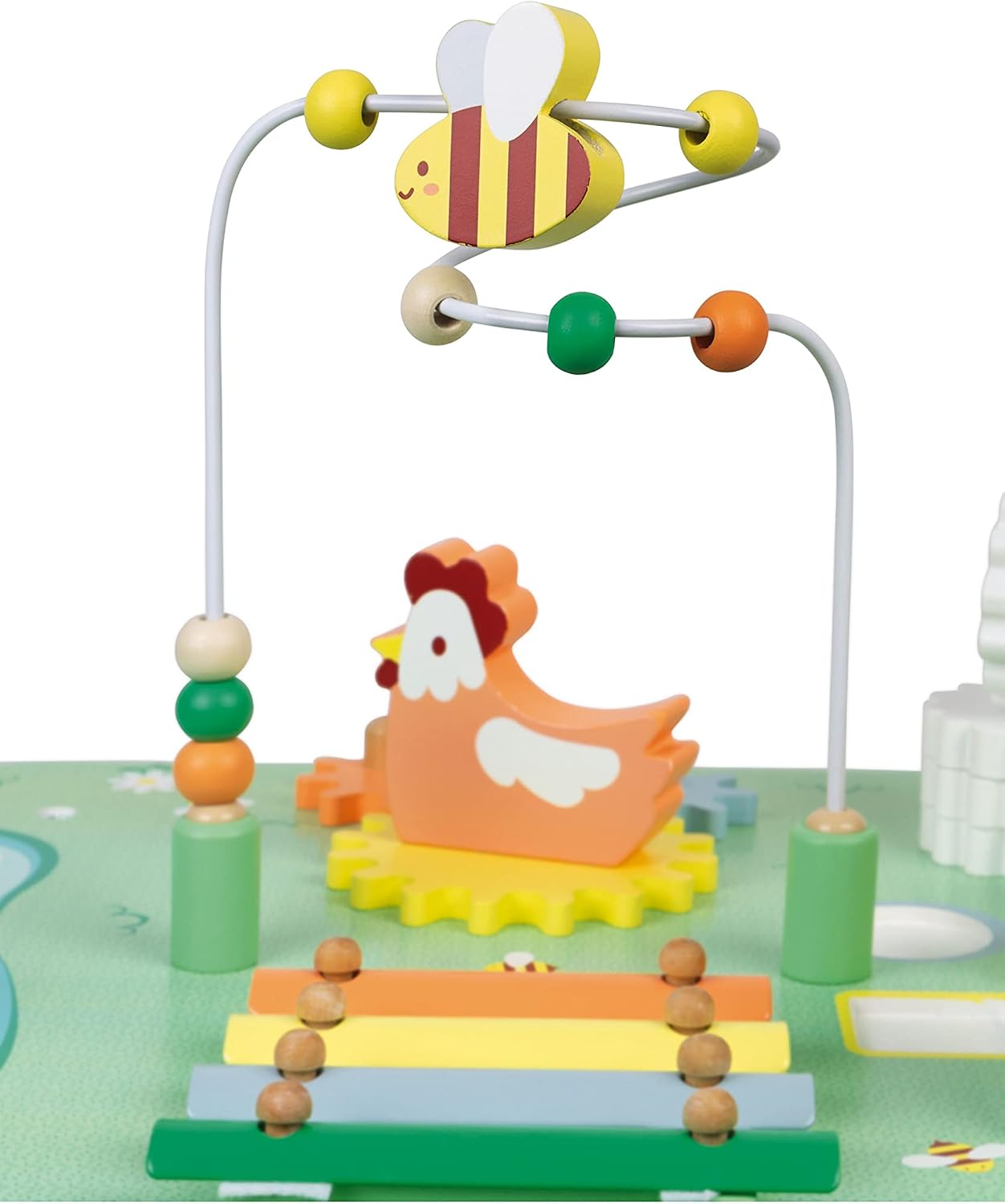 Janod - Wooden Pretty Meadow Activity Table 21.1" - for Ages 12 Months+ - Engaging Farm-Themed Play - Enhances Dexterity and Coordination - Crafted with Care | Enhances Dexterity and Coordination - Educational Motor Skills Toy for Toddlers - Ages 12