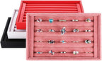 Valyria Velvet 7 Slots Ring Earrings Trays Showcase Display Jewelry Organizer ()