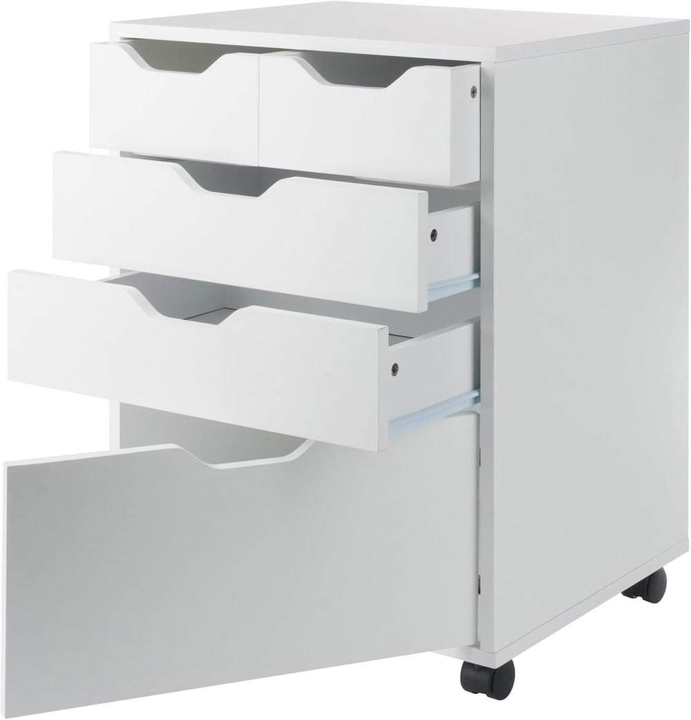Winsome Halifax Mobile Storage Cabinet with 5 Drawers in White, Stylish &...