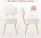 MALOL Velvet Makeup Vanity Chair with Storage and Back, Cute No Wheels Vanity Stool Ottoman with Golden Metal Legs for Bedroom Dressing Closet, Beige