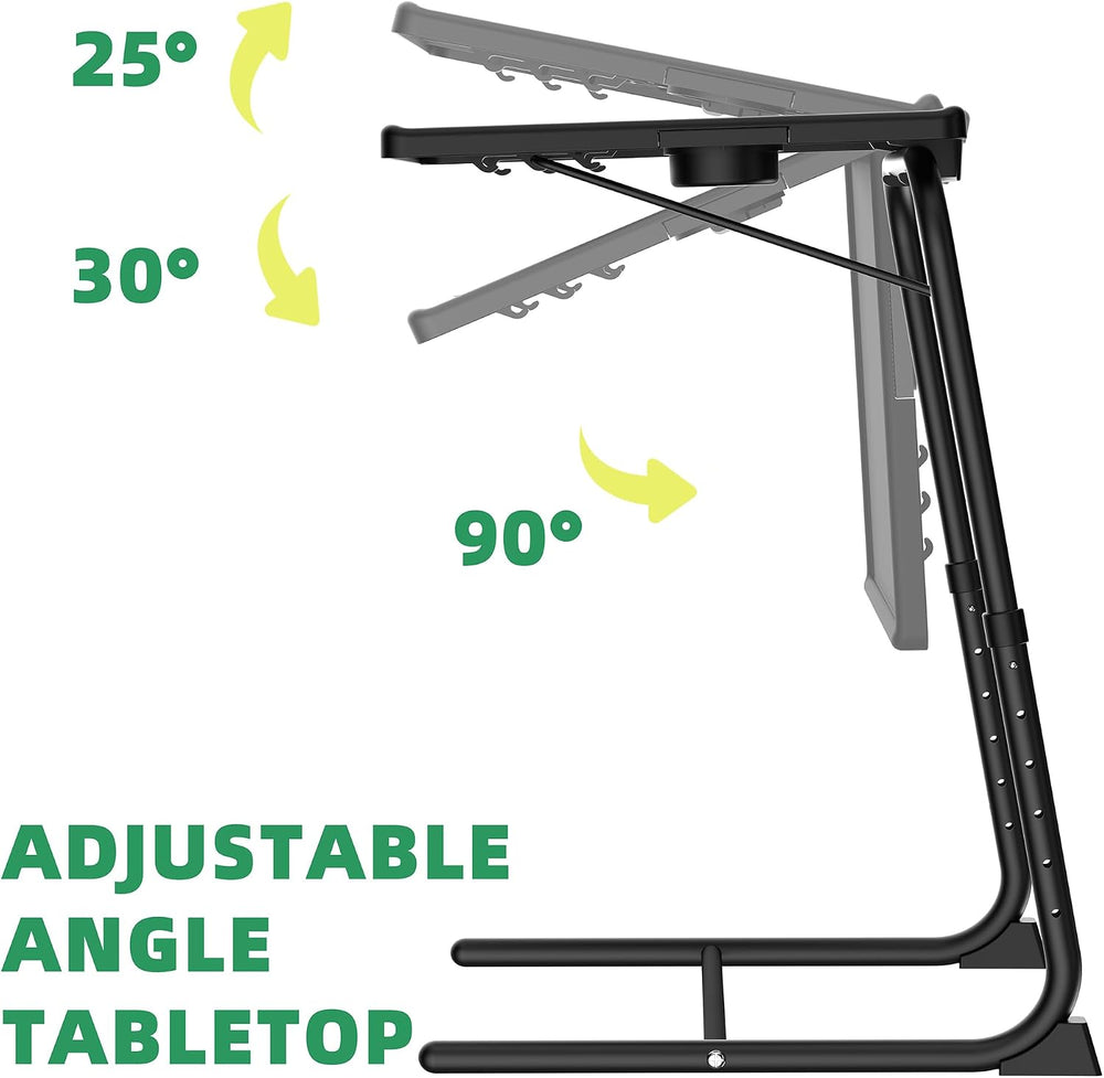 Adjustable TV Tray Table for Breakfast & Dinner - Black Folding Couch Des...
