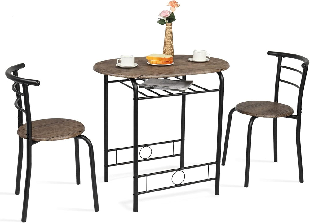 VINGLI 3 Piece Dining Set,Small Kitchen Table Set for 2,Breakfast Table Set f...