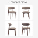 COLAMY Wooden Dining Chairs Set of 2, Modern Fabric Upholstered Dining Room Chair, Farmhouse Kitchen Chair with Foot Pegs, Camel
