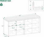 Hzuaneri Shoe Storage Bench with Cushion, Entryway 12-Cubby Shoe Rack | multifunction shoe organizer cabinet with adjustable shelves for hallway, bedroom, living room, Black SB19004GY