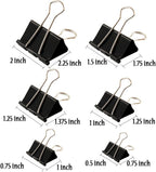 Binder Clips Paper Clamp for Paper-130 Pcs Clips Paper Binder Assorted Sizes (Black)