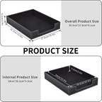 Leather Letter Tray, Office Supplies Desk Organizer for Mail Paper Files Magazines Jewelry Cosmetics,Luxury Letter Holder&Multipurpos Stackable Office Desktop Storage Box,Black
