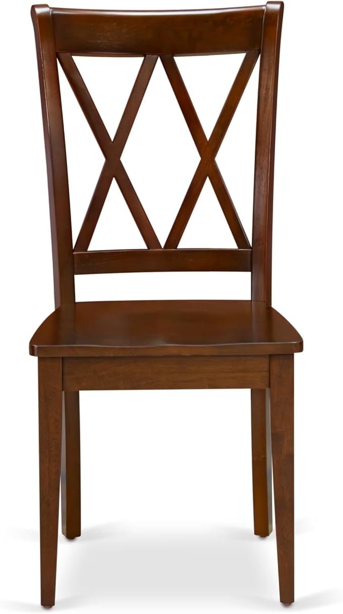 East West Furniture CLC-ESP-W Clarksville Dining Room Chairs - Double Cross Back Wood Seat Chairs, Set of 2, Espresso