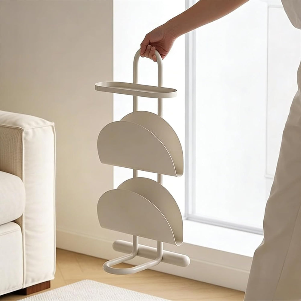 Small Narrow Side Table End Table with Magazine Book Holder Rack (White)