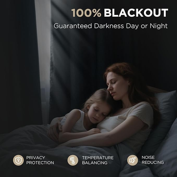 Joydeco Blackout Curtains for Bedroom - 100% Light Blocking 2 Panels Sky Blue Drapes 42" W x 90" L, Thermal Insulated Room Darkening Curtains, Linen Textured for Living Room, Rod Pocket & Back Tabs