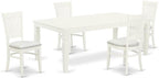 East West Furniture LGVA5-LWH-C 5 Piece Dining Set Includes a Rectangle Dining Room Table with Butterfly Leaf and 4 Linen Fabric Upholstered Kitchen Chairs, 42x84 Inch, Linen White