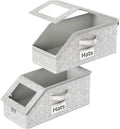 Space-Saving Hat Box with Clear Window Zipper Lid 2-Pack Stackable Closet Hat Organizer for Baseball Caps 16.5*9*7 Inches Grey