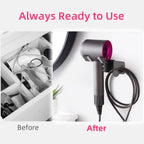 Hair Dryer Holder, Hair Dryer Holder Wall Mounted, Self Adhesive Blow Dryer Holder, Stainless Steel Hair Dryer Stand, Hairdryer Holder for Bathroom Black BANJEKT