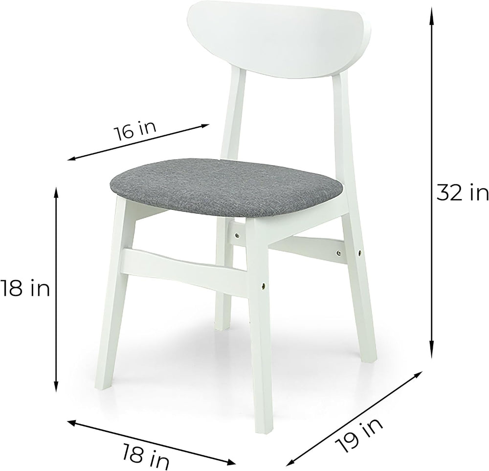 Set of 5 Dining Kitchen Round Table and 4 Yumiko Side Chairs Solid Wood w/Pad...