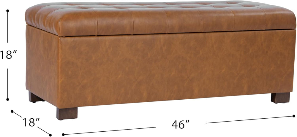 HomePop 46" Tufted Storage Bench - Vintage Saddle Brown