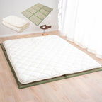 EMOOR Japanese Futon Mattress Premium CLASSE and Tatami Mat Set Queen, Floor Sleeping Mat Sikibuton Igusa Natural Cotton