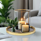 Black Vanity Tray Round Bathroom Decorative Tray for Dresser Countertop Organizer Cosmetics Round Marble Tray for Perfume,Bottles and Accessories
