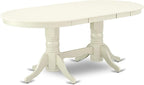 East West Furniture VAVA9-LWH-W 9 Piece Dining Room Table Set Includes an Oval Kitchen Table with Butterfly Leaf and 8 Dining Chairs, 40x76 Inch, Linen White