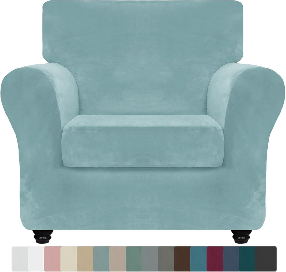 ZNSAYOTX Luxury Velvet Chair Slipcovers with Arms 2 Piece Stretch Chair Cover...