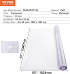 VEVOR Plastic Table Cover, 42 x 60 Inch 2.0 mm Thick Clear PVC Desk Mat Protector, Waterproof & Easy Cleaning Desk Pad Tablecloth, for Office, Dresser, Dining Room, Night Stand