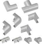D-Line Medium Cable Raceway Accessory Pack, Join 1.18in x 0.59in Cord Cover Lengths, 10 Accessories Included, Hide Cords Around a Variety of Angles - Gray