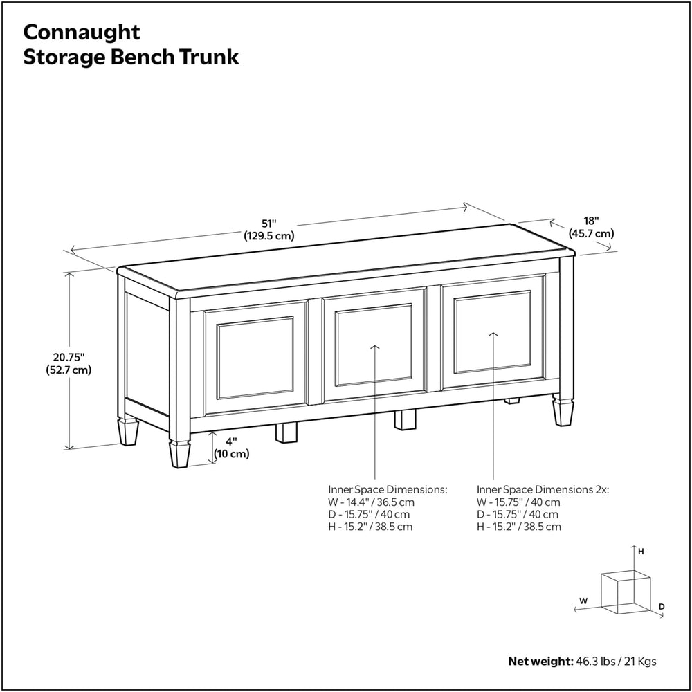 SIMPLIHOME Connaught Entryway Storage Bench - 51 inch Wide Solid Wood Storage...