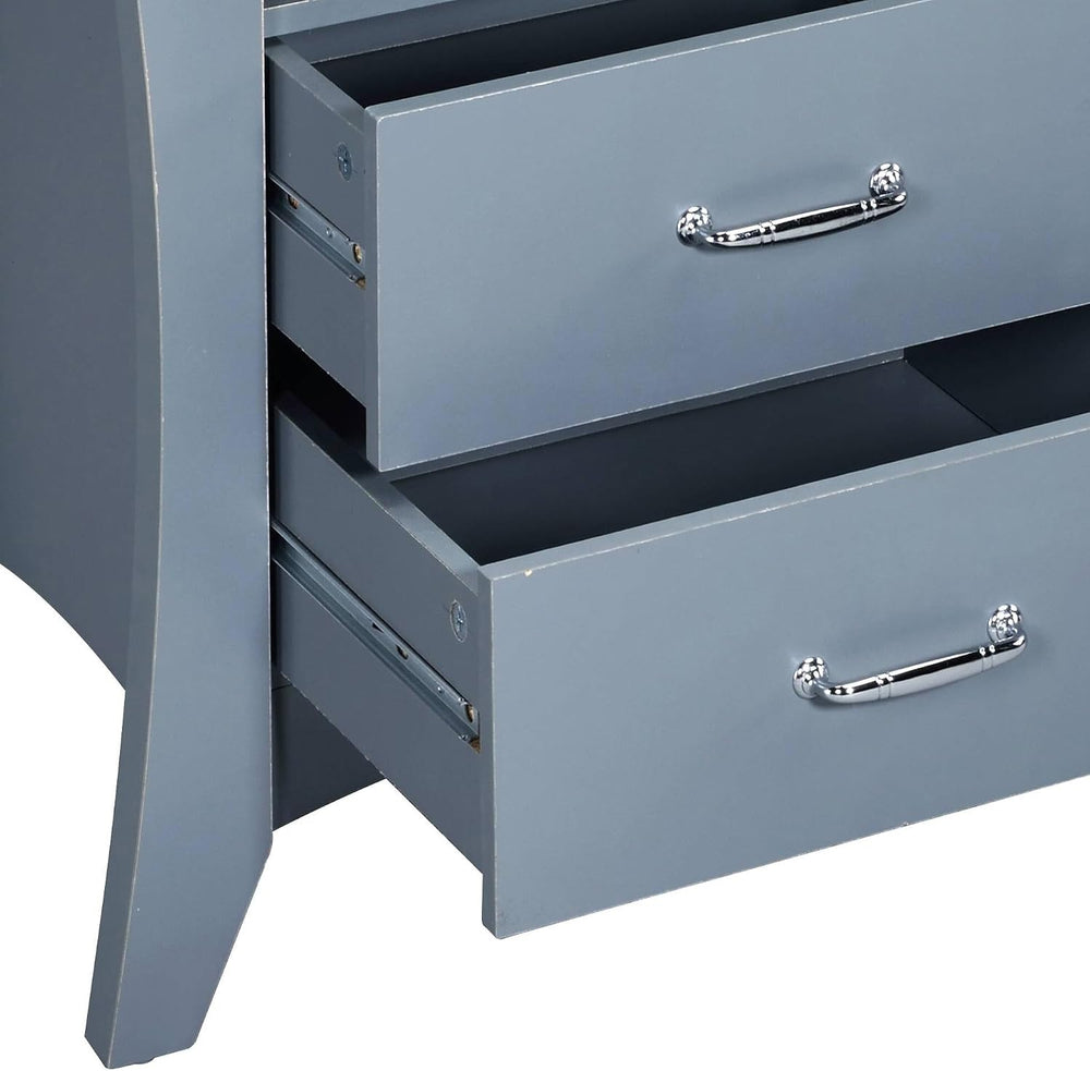 Grey Nightstand with 2 Drawers and Open Shelving,for Small Spaces
