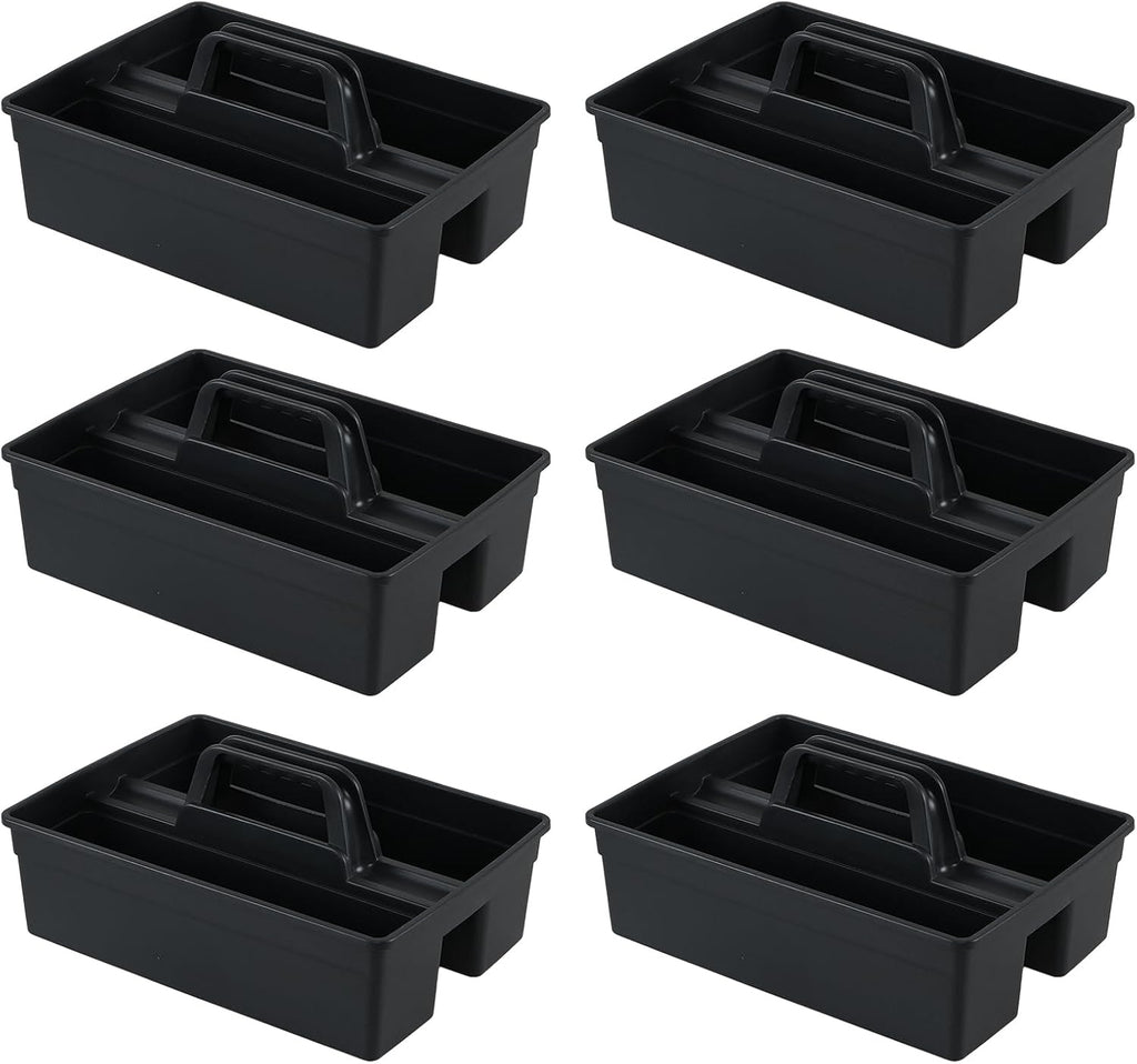 Readsky 6 Packs Plastic Cleaning Storage Caddy with Handle, 3-Compartment Cleaning Caddy, Nestable