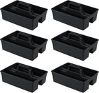 Readsky 6 Packs Plastic Cleaning Storage Caddy with Handle, 3-Compartment Cleaning Caddy, Nestable