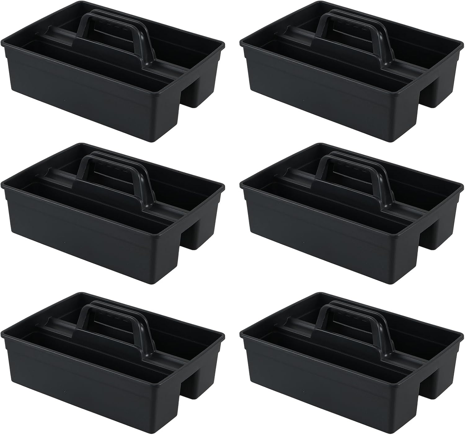 Readsky 6 Packs Plastic Cleaning Storage Caddy with Handle, 3-Compartment Cleaning Caddy, Nestable
