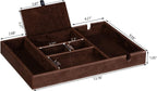 BEWISHOME Valet Tray for Men Dresser Organizer Nightstand Organizer Desktop Storage Organizer with Large Smartphone Charging Station, 6 Compartments, Faux Leather, Brown SSH16Z