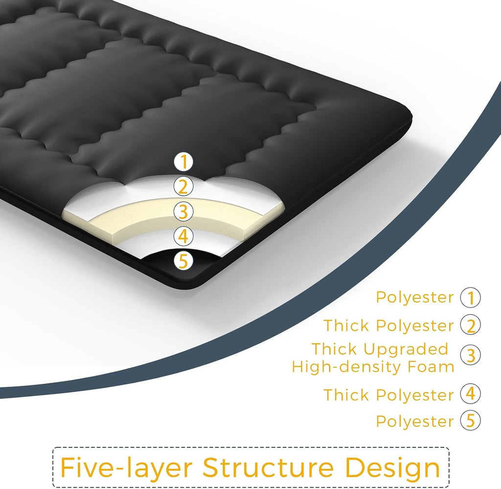 MAXYOYO 6" Extra Thick Japanese Floor Mattress Queen Folding Futon Mattress | Foldable Tatami Pad for Adults, Roll Up Floor Mat for Living Room Guest Room RV, Black
