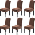 H.VERSAILTEX Velvet Dining Chair Covers Stretch Chair Covers for Dining Room Set of 6 Parson Chair Slipcovers Chair Protectors Covers Dining, Soft Thick Solid Velvet Fabric Washable, Caramel