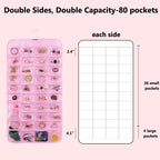 Bloss Valentines Day Gifts for Her,Pink Hanging Jewelry Organizer with 80 Pockets Jewelry Organizers and Storage, Earring Organizer Holder For Jewelry Earring Storage Dating Gifts for Wowen