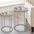 Steve Silver Onyx Nickel Agate Top Nesting Table - Set of 2