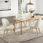 Wooden Dining Chairs Set of 4, Fabric Upholstered Modern Dining Room Chairs with Double-Layer Thick Seat Cushion & Ergonomic Backrest for Restaurant, Kitchen and Café, 2 Boxs