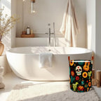 Laundry Baskets 15.7x19.7 Inch Day of the Dead Skull Guitar Cocktail Design Collapsible Laundry Hamper with Handles Oxford Fabric Clothes Storage Bin Foldable Dirty Clothes for Bedroom Bathroom