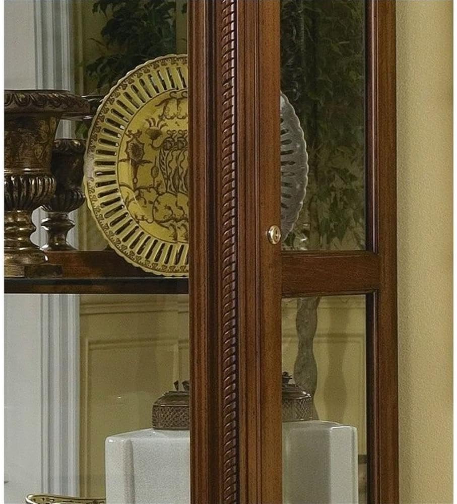 Pulaski Furniture Poplar Wood Sliding-Door Curio in a Rich Brown Finish