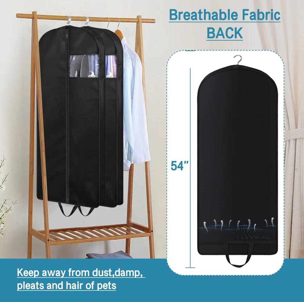 54" Suit Bags for Closet Storage and Travel, Gusseted Hanging Garment Bags for Men Suit Cover With Handles for Clothes, Coats, Jackets, Shirts（3 Packs）