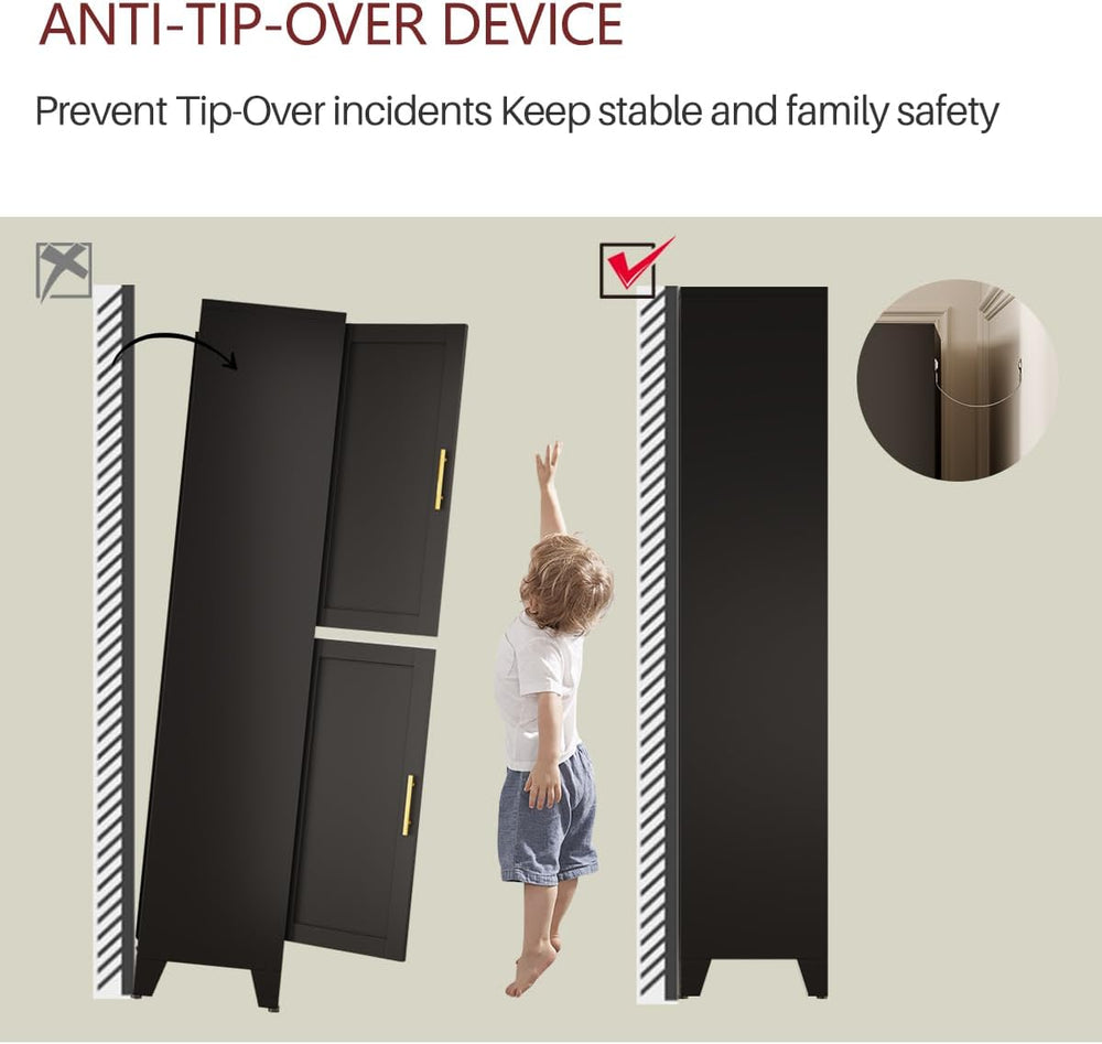 Metal Armoire Wardrobe Closet Storage Cabinet with Hanging Rod,71'' M...