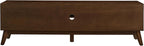 Ball & Cast 68" Mid Century Modern TV Stand for TVs up to 75", Media Console with Rattan Sliding Doors, Open Shelves & Solid Wood Legs, Entertainment Center for Living Room,Bedroom,Walnut