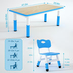 LulliSpace Kids Study Table and 6 Chairs Set,Height Adjustable Table and Chairs for Children and Toddlers,47.2"X23.6"Graffiti Desktop,Suitable for Daycare,Classrooms, Home