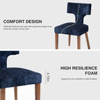 Soft Padded Dining Chairs Set of 4, Modern Farmhouse Upholstered Chairs with Linen Fabric & Rubber Wood Legs, Ergonomic Armless Seats for Dining Room Kitchen Living Room (Blue)