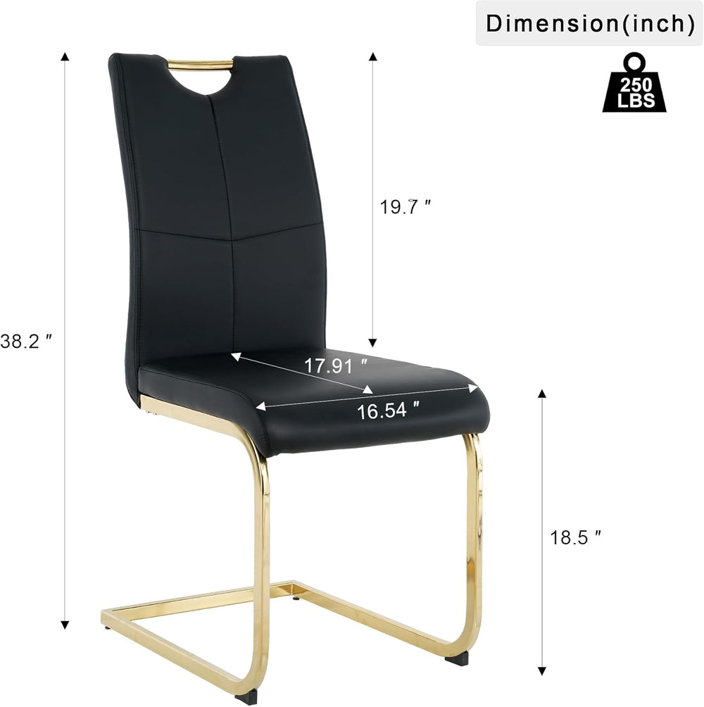 FT Global Modern PU Leather Dining Chair Set of 6, Upholstered Black Chairs w...